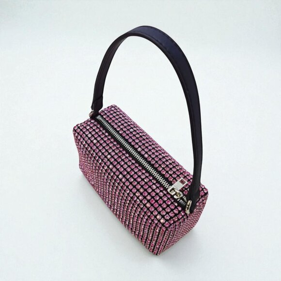 Unbranded Pink Rhinestone Clutch Bag with crossbody strap like Heiress - Picture 4 of 4